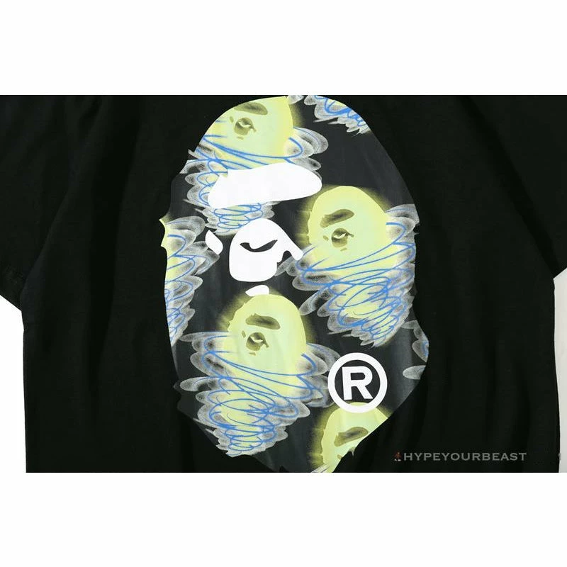 Hypeyourbeast Clothes BAPE Green Ape Head Blue Storm Tee Shirt 'BLACK' 6 Hypeyourbeast Clothes BAPE Green Ape Head Blue Storm Tee Shirt 'BLACK'
