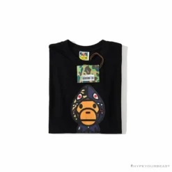 Hypeyourbeast BAPE Baby Milo Blue Shark Hat Little Monkey Tee Shirt 'BLACK' Clothes