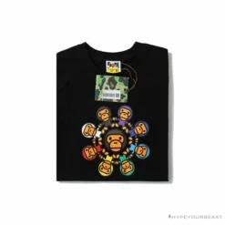 Hypeyourbeast BAPE Baby Milo Ring Colorful Kaleidoscope Tee Shirt 'BLACK' Clothes