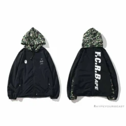 Hypeyourbeast BAPE X FCRB Joint Double Zip Camouflage Hoodie 'BLACK' Clothes