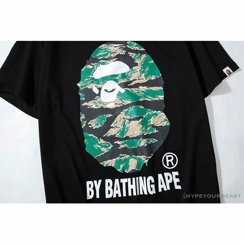 Hypeyourbeast Clothes BAPE Tiger Pattern Camouflage Ape Man Initial Print Tee Shirt 'BLACK' 6 Hypeyourbeast Clothes BAPE Tiger Pattern Camouflage Ape Man Initial Print Tee Shirt 'BLACK'