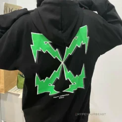 HypeYourBeast Hoodies & Jackets Off-White Green Hoodie - Black 43 HypeYourBeast Hoodies & Jackets Off-White Green Hoodie - Black