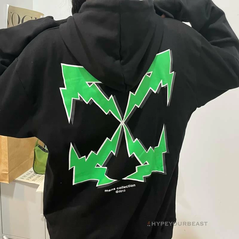 HypeYourBeast Hoodies & Jackets Off-White Green Hoodie - Black 19 HypeYourBeast Hoodies & Jackets Off-White Green Hoodie - Black