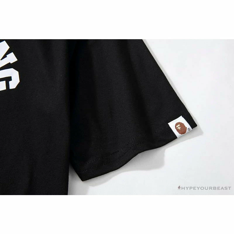 Hypeyourbeast BAPE Classic Basic Ape Man Head English LOGO Tee Shirt 'BLACK' Clothes 5 Hypeyourbeast BAPE Classic Basic Ape Man Head English LOGO Tee Shirt 'BLACK' Clothes