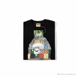 Hypeyourbeast BAPE Ape Man Head 28th Anniversary Camouflage Color Block Tee 'BLACK'