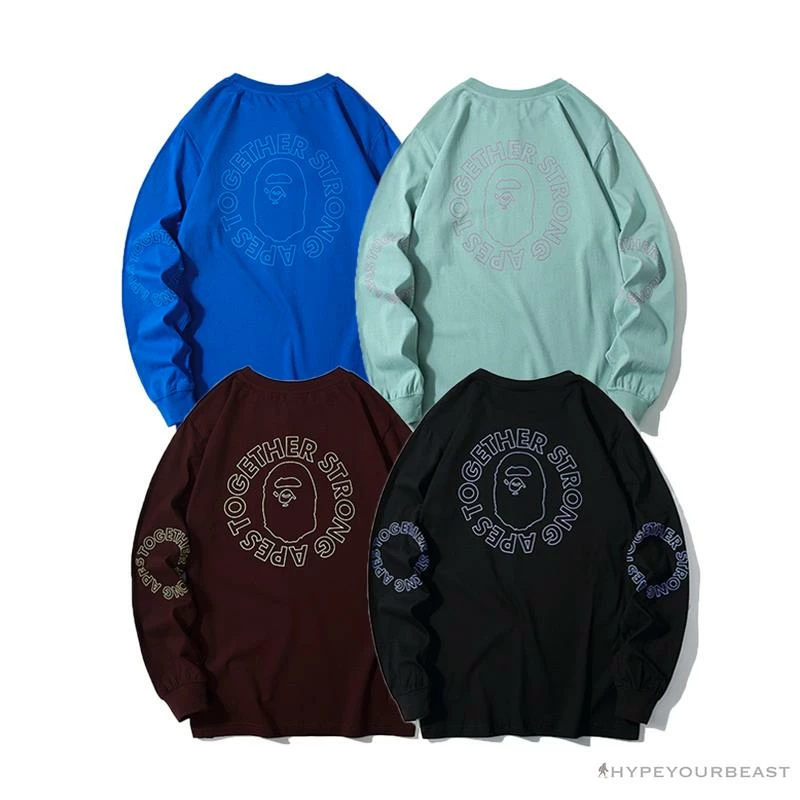 Hypeyourbeast Clothes BAPE APES TOGETHER English Alphabet Ape Head Long Sleeve Shirt 'BLACK' 10 Hypeyourbeast Clothes BAPE APES TOGETHER English Alphabet Ape Head Long Sleeve Shirt 'BLACK'