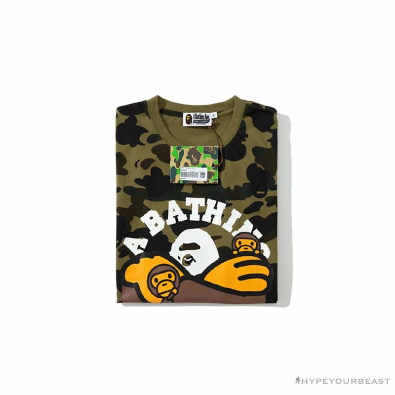 Hypeyourbeast BAPE KIDS Elbow Hug Gorilla Camouflage Tee Shirt 'GREEN' 3 Hypeyourbeast BAPE KIDS Elbow Hug Gorilla Camouflage Tee Shirt 'GREEN'