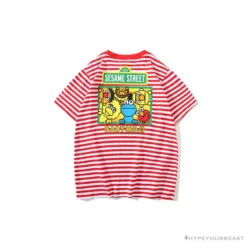 Hypeyourbeast BAPE Baby Milo Sesame Street Striped Tee Shirt 'RED'