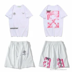 Hypeyourbeast OFF-WHITE 99 X Pink Arrow Shorts 'WHITE' Pants