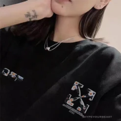 Hypeyourbeast T-Shirts OFF-WHITE Daisy Graffiti Arrow Conley Tee Shirt 'BLACK'