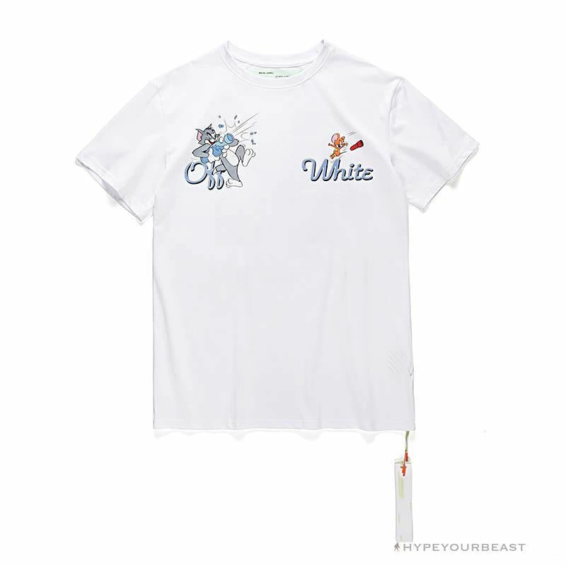 Hypeyourbeast OFF-WHITE Summer Tom And Jerry Print Tee Shirt 'WHITE' T-Shirts 1 Hypeyourbeast OFF-WHITE Summer Tom And Jerry Print Tee Shirt 'WHITE' T-Shirts