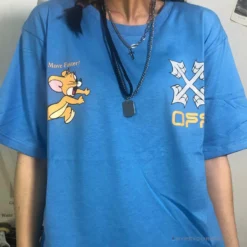 Hypeyourbeast OFF-WHITE Jerry Move Faster Tee Shirt 'BLUE'