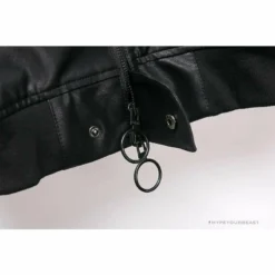 Hypeyourbeast OFF-WHITE 20FW New Logo Hooded Leather Jacket Black Hoodies & Jackets