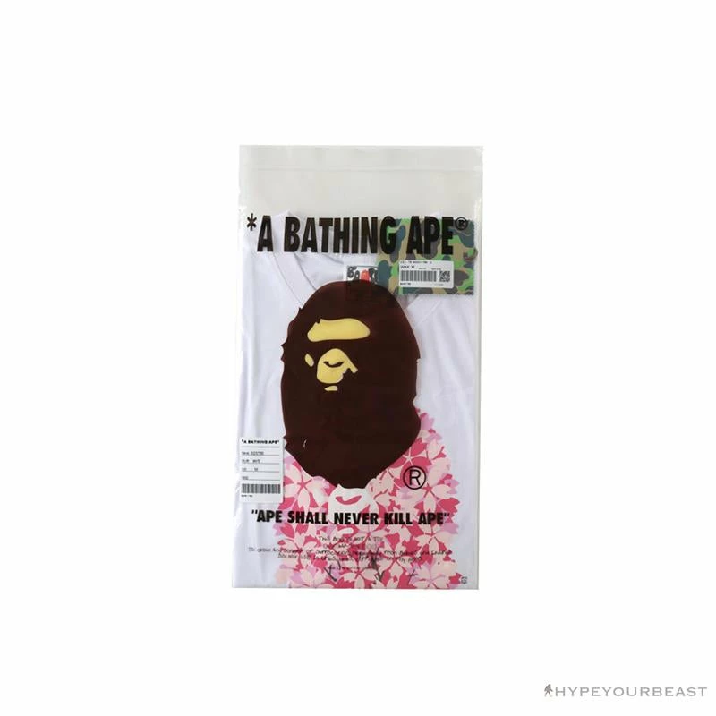 Hypeyourbeast BAPE Japan Limited Edition Pink Cherry Tree Tee Shirt 'WHITE' 4 Hypeyourbeast BAPE Japan Limited Edition Pink Cherry Tree Tee Shirt 'WHITE'