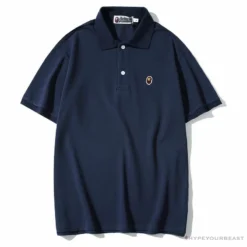 Hypeyourbeast BAPE Solid Color Versatile Embroidered Ape Head Small Badge Polo Shirt 'BLUE'