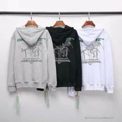 Hypeyourbeast Hoodies & Jackets OFF-WHITE Hand-Painted Utility Pole Worker Hoodie 'GREY'