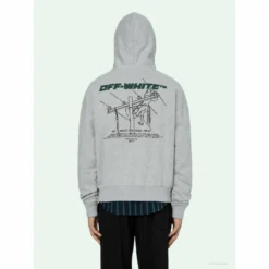Hypeyourbeast Hoodies & Jackets OFF-WHITE Hand-Painted Utility Pole Worker Hoodie 'GREY'