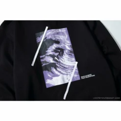 Hypeyourbeast OFF-WHITE Classic Wave Oil Painting Cotton Terry Long Sleeve Shirt 'BLACK' Shirts