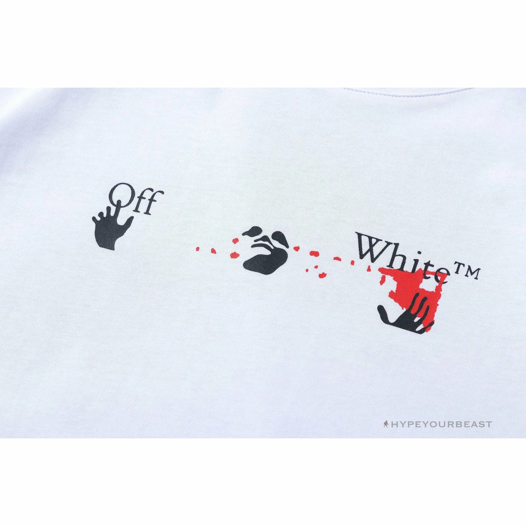 Hypeyourbeast OFF-WHITE Acrylic Hand-Painted Graffiti Pattern Tee Shirt 'WHITE' 4 Hypeyourbeast OFF-WHITE Acrylic Hand-Painted Graffiti Pattern Tee Shirt 'WHITE'