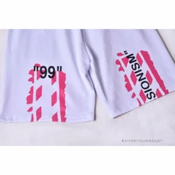 Hypeyourbeast OFF-WHITE 99 X Pink Arrow Shorts 'WHITE' Pants
