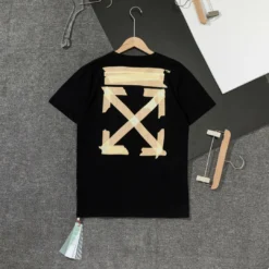 Hypeyourbeast T-Shirts OFF-WHITE Classic Cross Yellow Arrow Tape Tee Shirt 'BLACK'