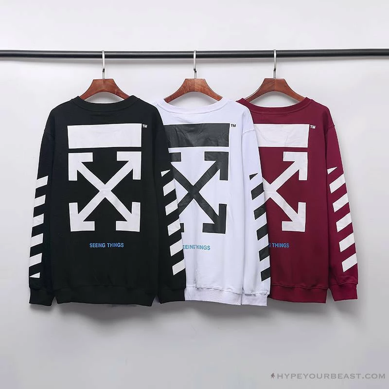 Hypeyourbeast OFF-WHITE Classic Basic Cotton Terry Long Sleeve Shirt 'WINE RED' Shirts 19 Hypeyourbeast OFF-WHITE Classic Basic Cotton Terry Long Sleeve Shirt 'WINE RED' Shirts