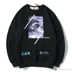 Hypeyourbeast OFF-WHITE Classic Wave Oil Painting Cotton Terry Long Sleeve Shirt 'BLACK' Shirts