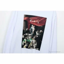 Hypeyourbeast OFF-WHITE New Madonna Painting Cotton Terry Long Sleeve Shirt 'WHITE' Shirts