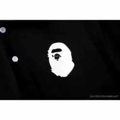 Hypeyourbeast Clothes BAPE Classic Ape Head Print Versatile Polo Shirt 'BLACK'