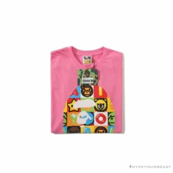 Hypeyourbeast Clothes BAPE Baby Milo Color Square Ape Head Tee Shirt 'PINK'