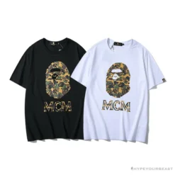 Hypeyourbeast BAPE X MCM Camouflage Ape Head Tee Shirt 'WHITE'