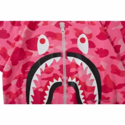 Hypeyourbeast BAPE Pink Camouflage Shark Head Fake Zipper Tee Shirt