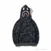 Hypeyourbeast BAPE Shark Head Classic Embroidered Camouflage Zip-Up Hoodie 'GREY' Clothes