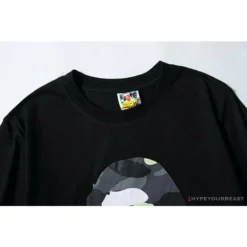 Hypeyourbeast Clothes BAPE Luminous Spots Camouflage Great Ape Man Black Head Cotton Short Sleeve Tee Shirt 'BLACK'