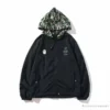 Hypeyourbeast BAPE X FCRB Joint Double Zip Camouflage Hoodie 'BLACK' Clothes