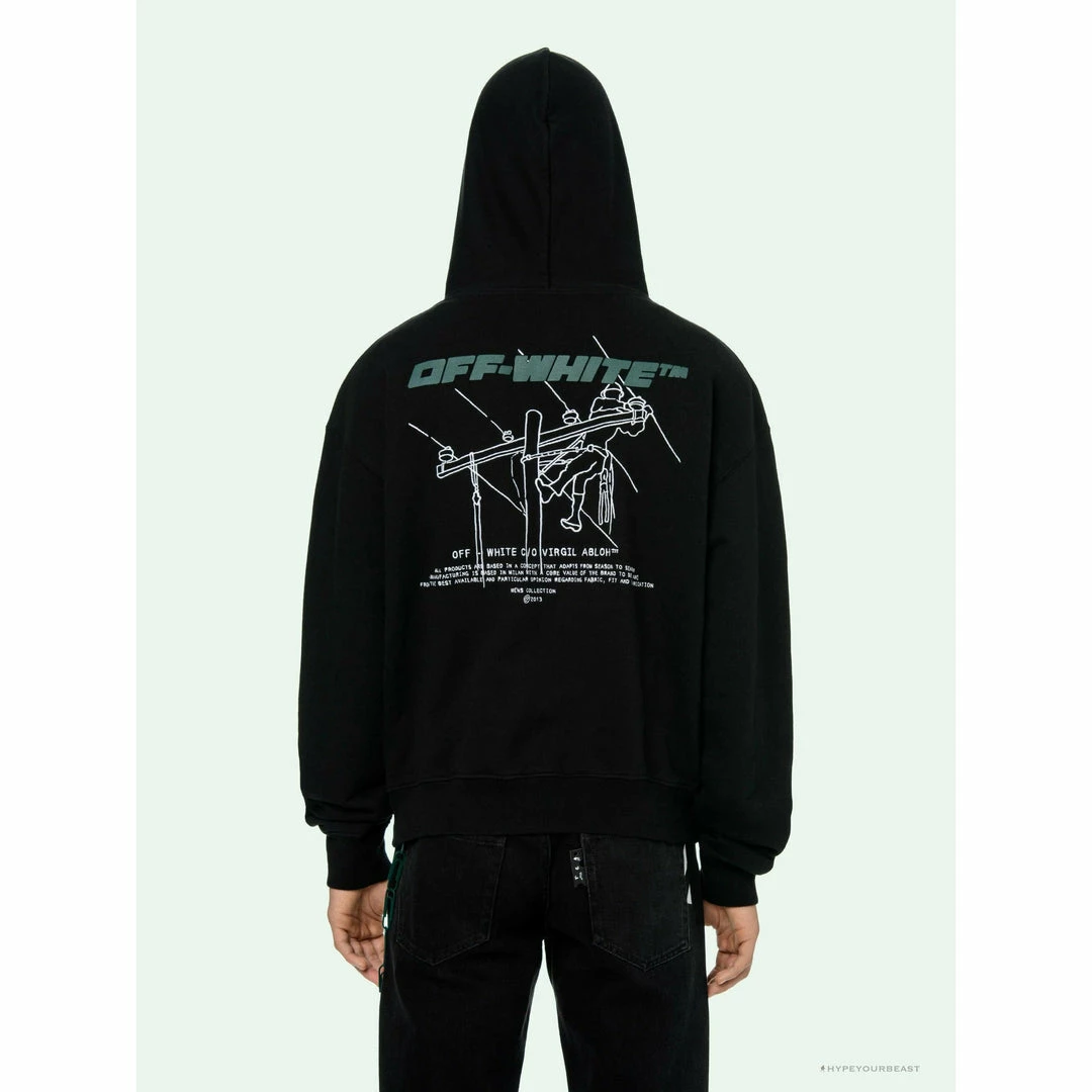 Hypeyourbeast Hoodies & Jackets OFF-WHITE Hand-Painted Utility Pole Worker Hoodie 'BLACK' 8 Hypeyourbeast Hoodies & Jackets OFF-WHITE Hand-Painted Utility Pole Worker Hoodie 'BLACK'