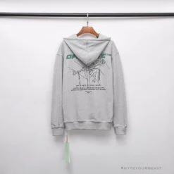 Hypeyourbeast Hoodies & Jackets OFF-WHITE Hand-Painted Utility Pole Worker Hoodie 'GREY'