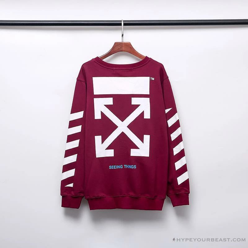 Hypeyourbeast OFF-WHITE Classic Basic Cotton Terry Long Sleeve Shirt 'WINE RED' Shirts 11 Hypeyourbeast OFF-WHITE Classic Basic Cotton Terry Long Sleeve Shirt 'WINE RED' Shirts