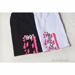 Hypeyourbeast OFF-WHITE 99 X Pink Arrow Shorts 'WHITE' Pants