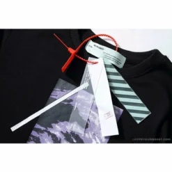 Hypeyourbeast OFF-WHITE Classic Wave Oil Painting Cotton Terry Long Sleeve Shirt 'BLACK' Shirts