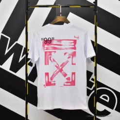 Hypeyourbeast OFF-WHITE 99 Pink Arrow Tee Shirt 'WHITE'