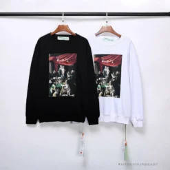Hypeyourbeast OFF-WHITE New Madonna Painting Cotton Terry Long Sleeve Shirt 'WHITE' Shirts