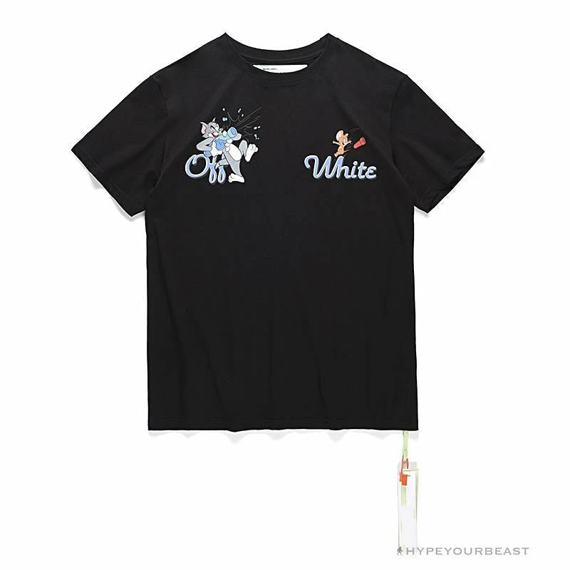 Hypeyourbeast OFF-WHITE Summer Tom And Jerry Print Tee Shirt 'BLACK' T-Shirts 1 Hypeyourbeast OFF-WHITE Summer Tom And Jerry Print Tee Shirt 'BLACK' T-Shirts