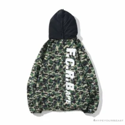 Hypeyourbeast BAPE X FCRB Joint Double Zip Camouflage Hoodie 'GREEN'