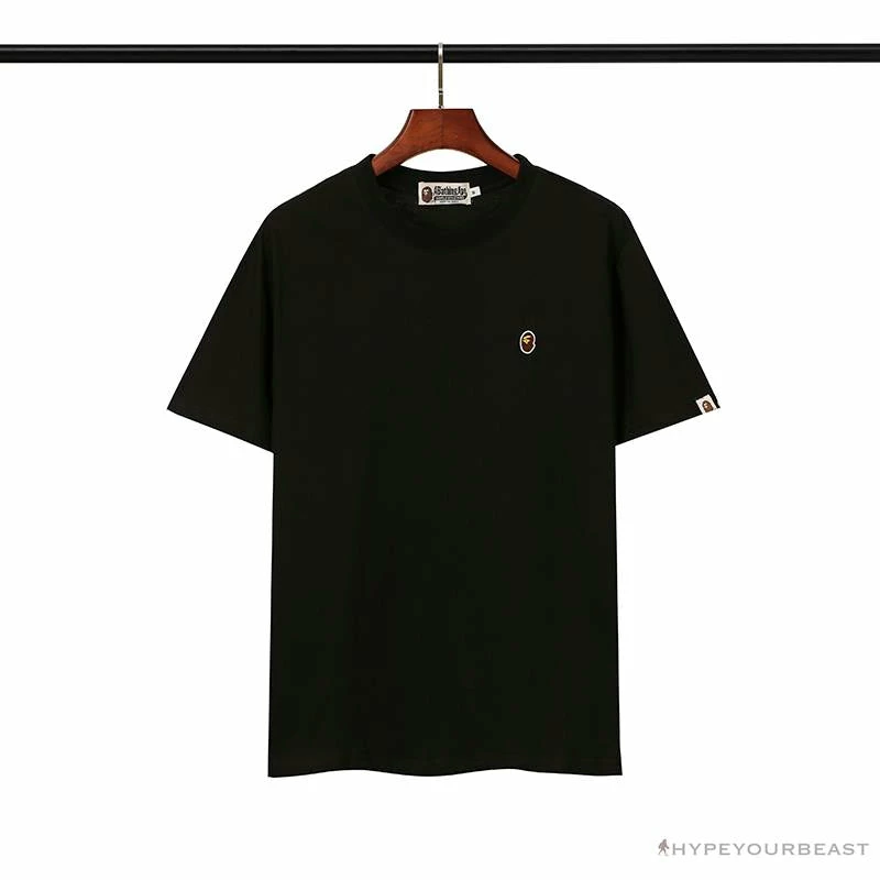 Hypeyourbeast Clothes BAPE Classic Embroidered Logo Ape Head Tee Shirt 'BLACK' 1 Hypeyourbeast Clothes BAPE Classic Embroidered Logo Ape Head Tee Shirt 'BLACK'