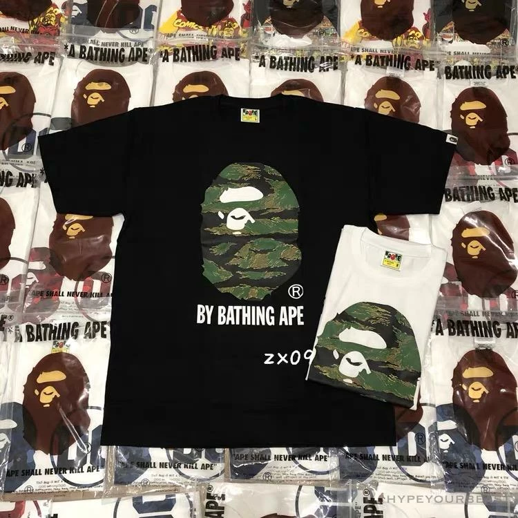Hypeyourbeast Clothes BAPE Tiger Pattern Camouflage Ape Man Initial Print Tee Shirt 'BLACK' 13 Hypeyourbeast Clothes BAPE Tiger Pattern Camouflage Ape Man Initial Print Tee Shirt 'BLACK'