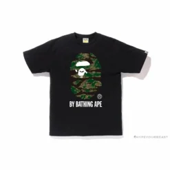 Hypeyourbeast Clothes BAPE Tiger Pattern Camouflage Ape Man Initial Print Tee Shirt 'BLACK' 24 Hypeyourbeast Clothes BAPE Tiger Pattern Camouflage Ape Man Initial Print Tee Shirt 'BLACK'