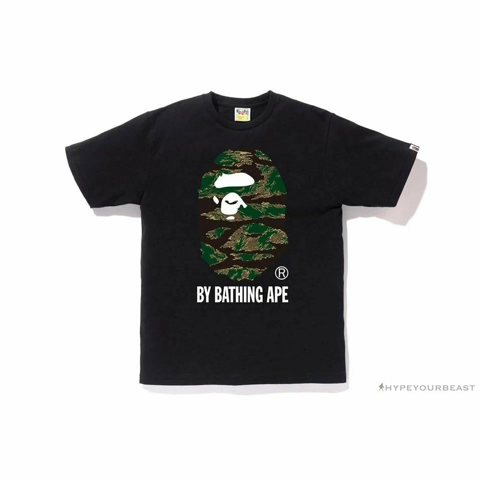 Hypeyourbeast Clothes BAPE Tiger Pattern Camouflage Ape Man Initial Print Tee Shirt 'BLACK' 11 Hypeyourbeast Clothes BAPE Tiger Pattern Camouflage Ape Man Initial Print Tee Shirt 'BLACK'
