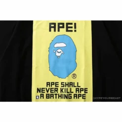 Hypeyourbeast Clothes BAPE Ape Head Blue X Yellow Contrast Letter Tee Shirt
