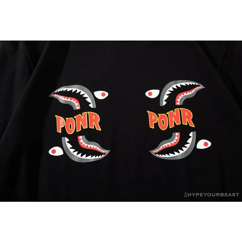 Hypeyourbeast BAPE Shark Head PONR Tee Shirt 'BLACK' Clothes 4 Hypeyourbeast BAPE Shark Head PONR Tee Shirt 'BLACK' Clothes